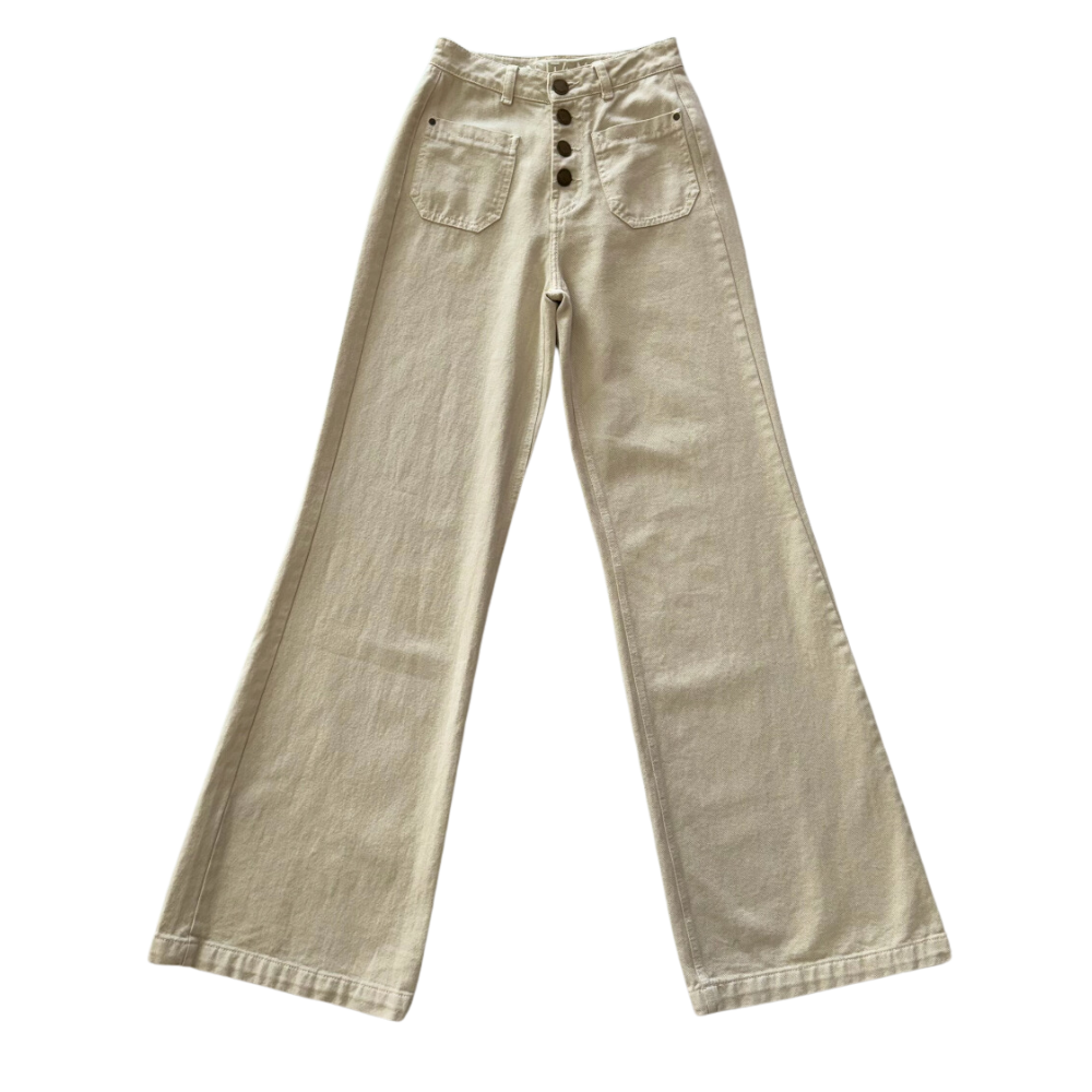 Jeans - Recto con Bolsillo Expuesto Color Crudo