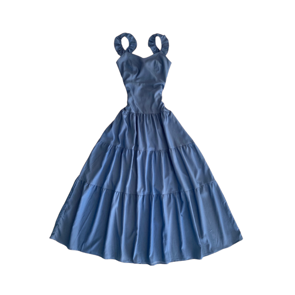 Vestido - Azul De Tiras De Bolerito