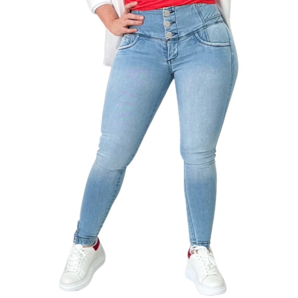 Jeans - With Rivet on Ankle Light Blue