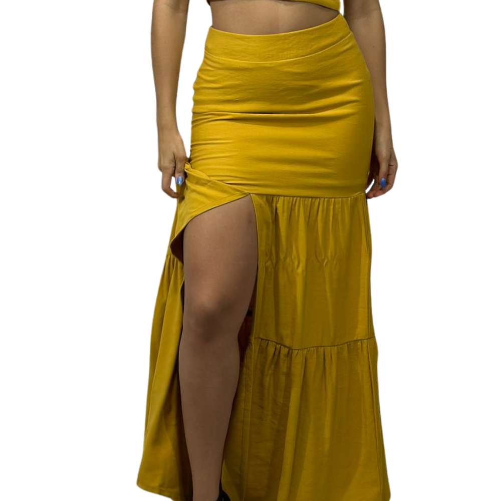 Skirt - 3 Boleros Decorative Zipper Mustard