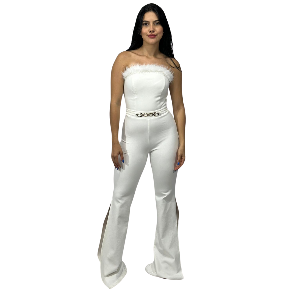 Jumpsuit - White with Straple Detail