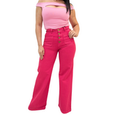 Jeans - Recto Con Bolsillo Expuesto Fucsia