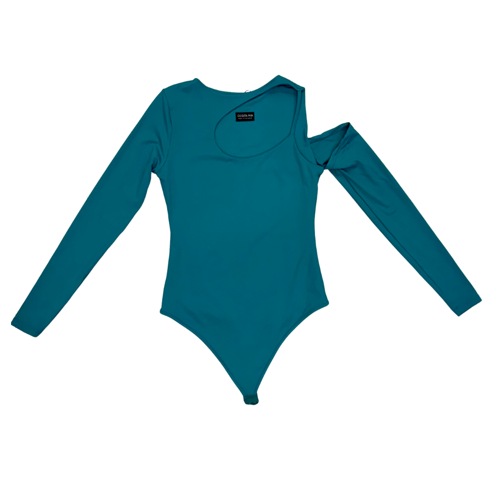 Turquoise Bodysuit - Asymmetrical One Sleeve