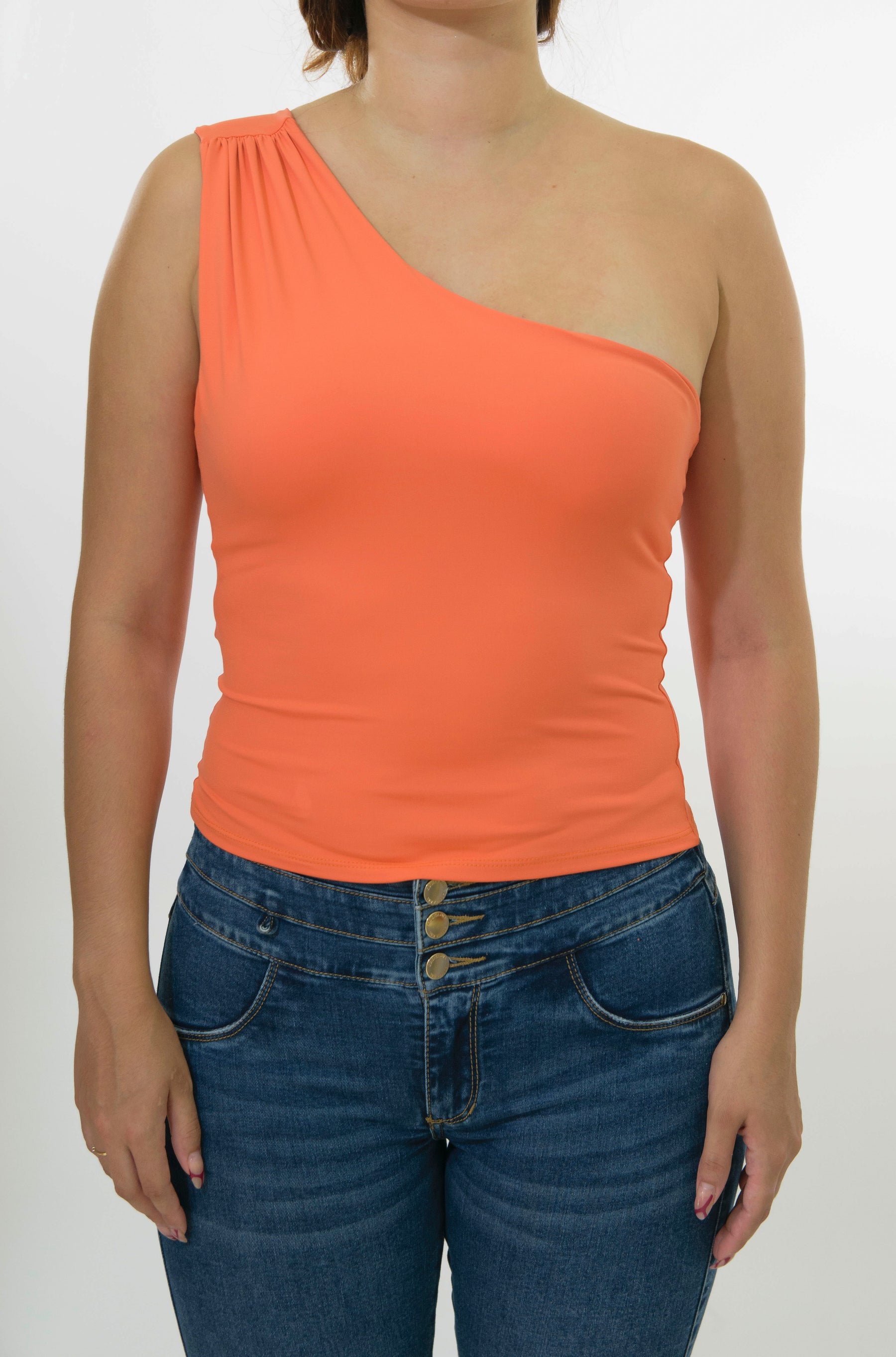 Blusa Asimetrico Naranja una Manga