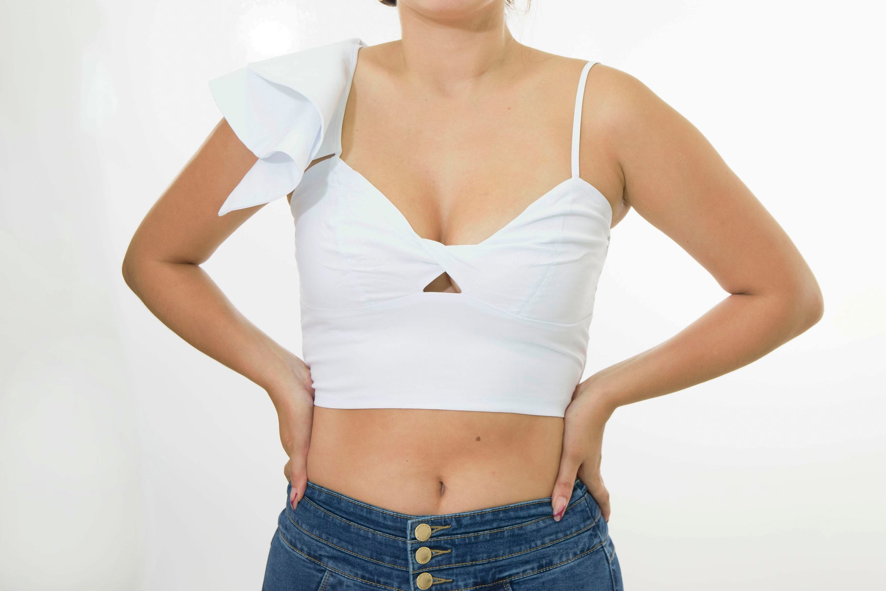 Crop Top Blanco Manga un Bolero