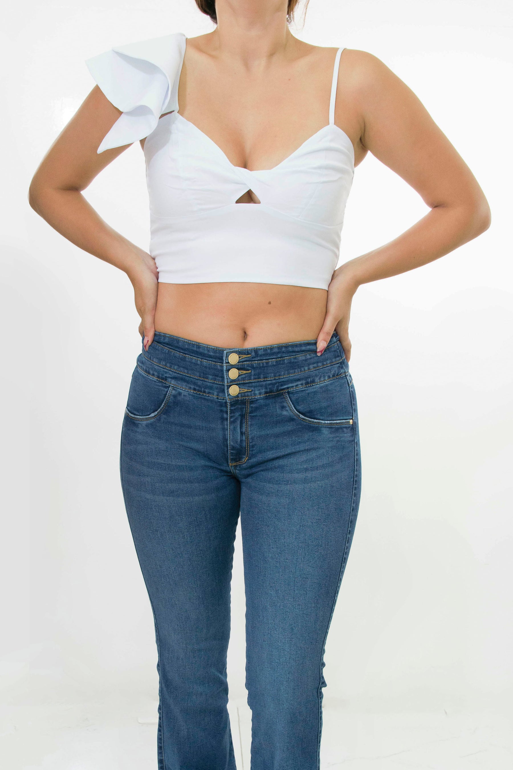 Crop Top Blanco Manga un Bolero