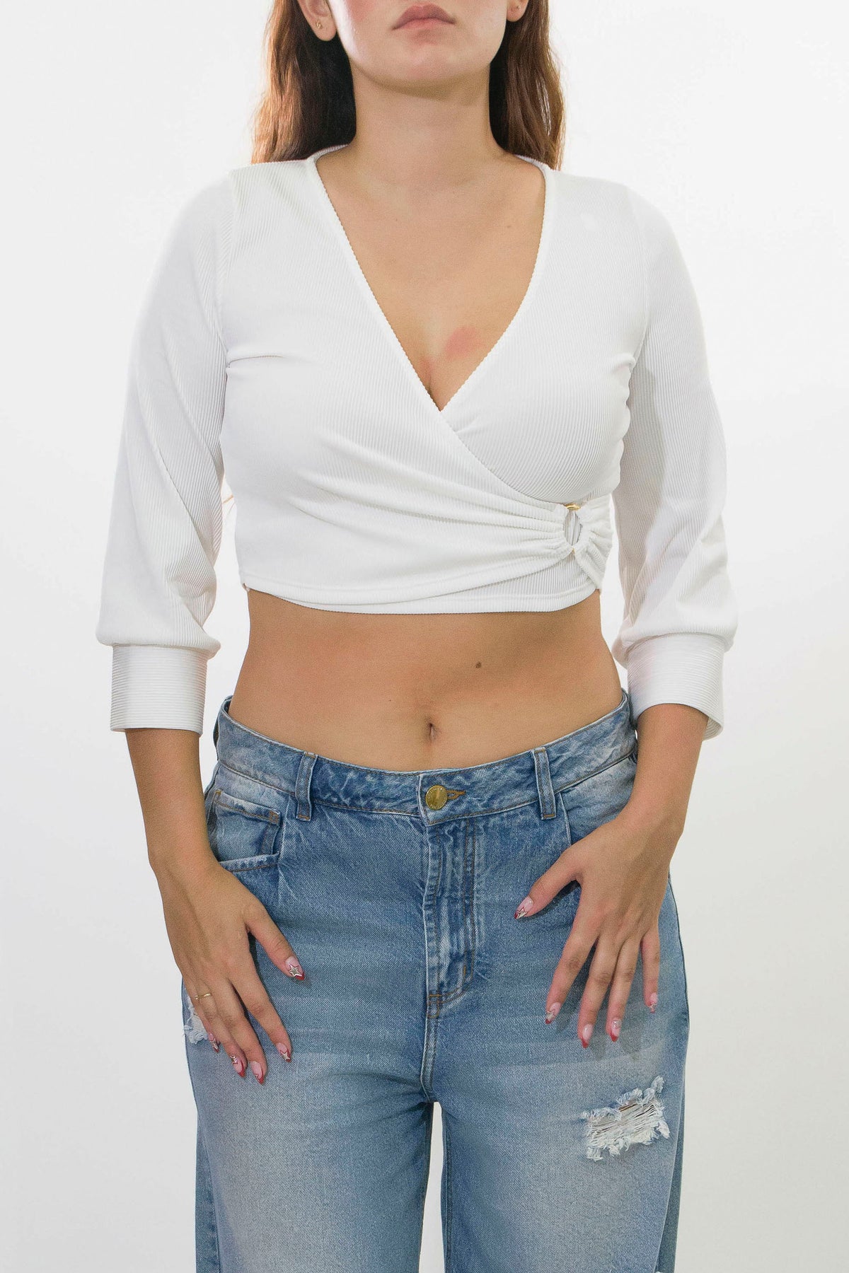 Blusa Crop Top - Blanco Argolla Al Lado