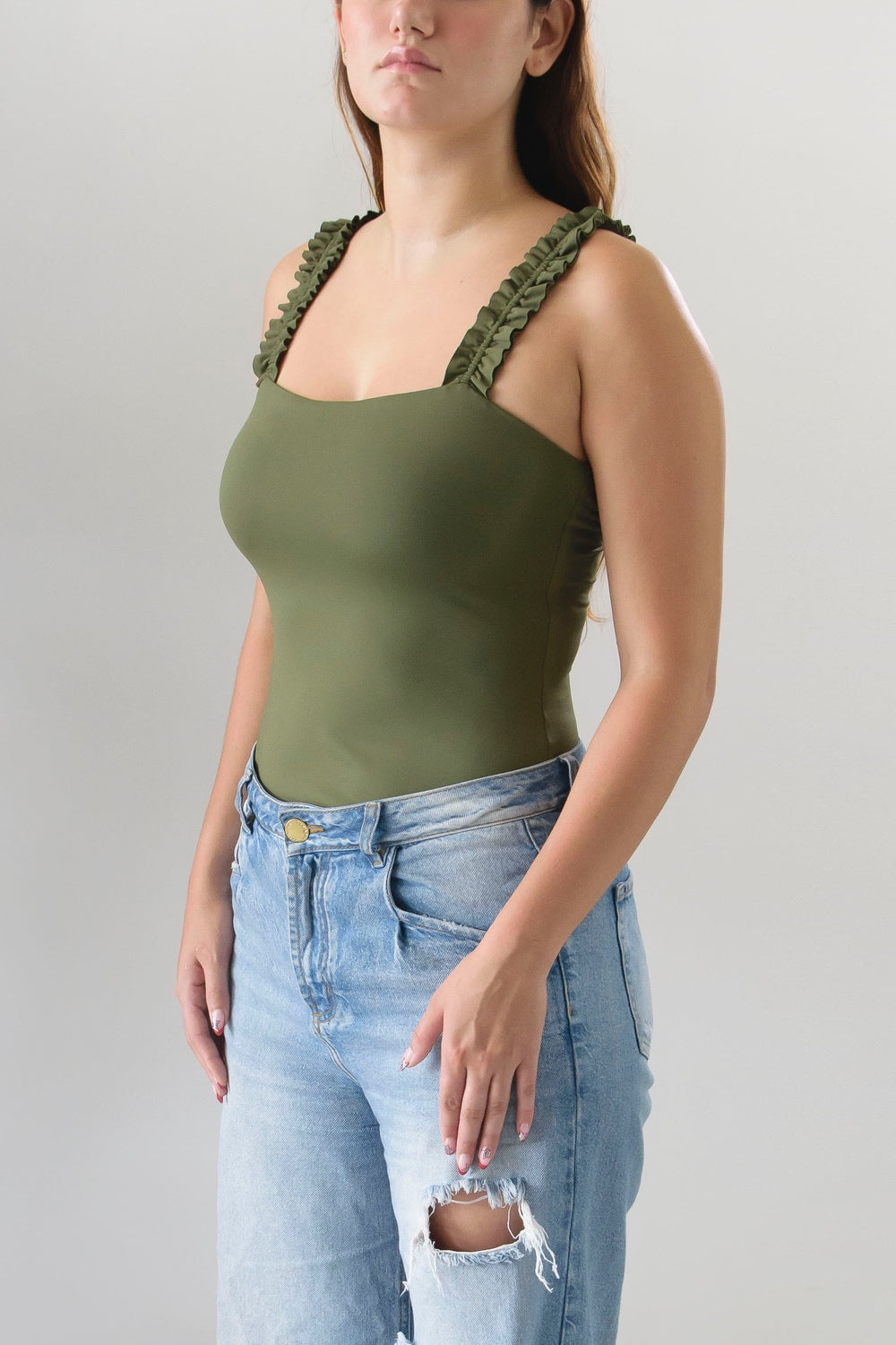 Body Verde Militar Bolero en Tira