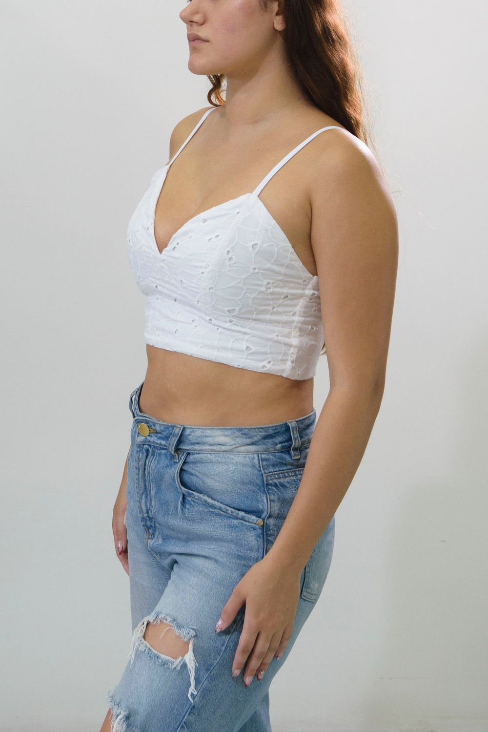 Crop Top Blanco Ojalillo